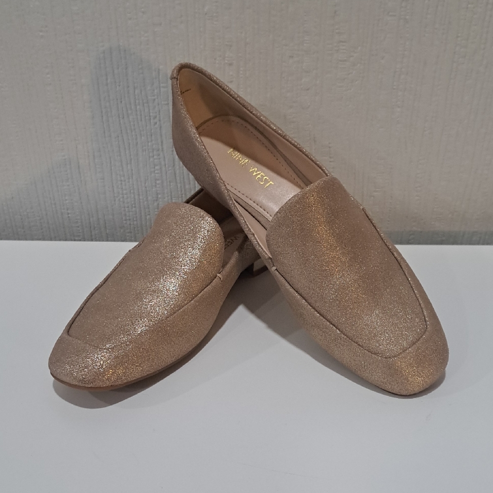 Nine West Metallic Tan Loafers